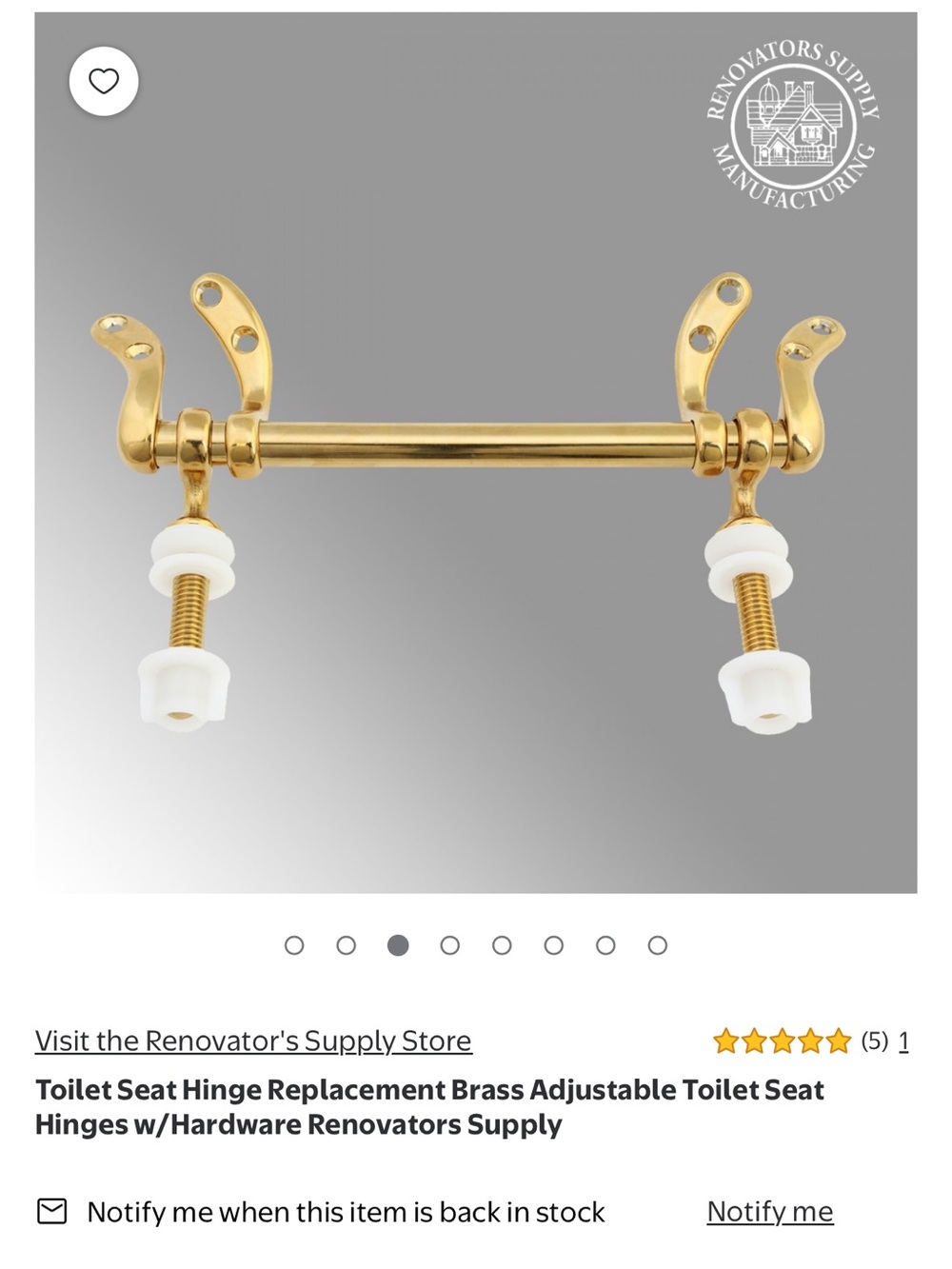 Toilet Seat Hinge Brackets Solid Brass Hardware Replacement Renovators Supply